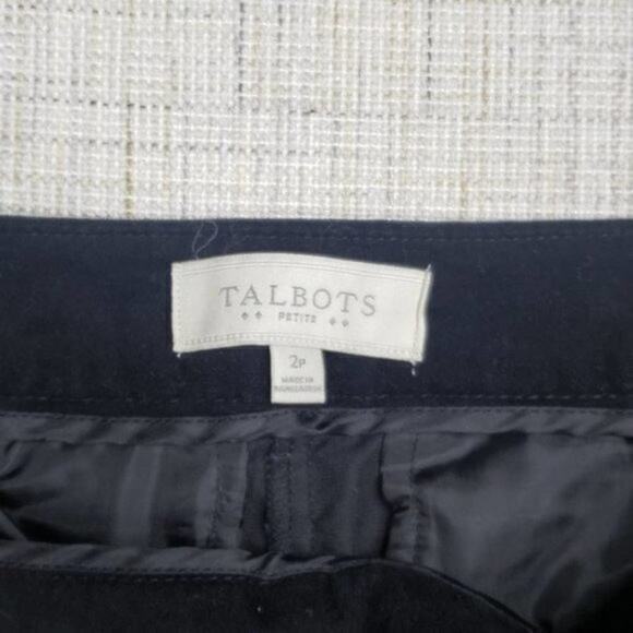 Talbots Womens Straight Leg Pants Size 2P Black Velvet Slim Fit Mid Rise Crop - Picture 2 of 2